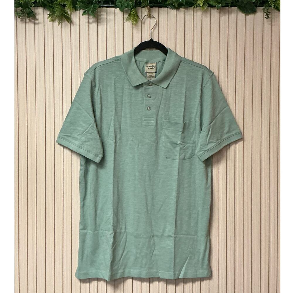 Scandia Woods Men’s Short Sleeve Cotton Polo Shirt Light Green Size M